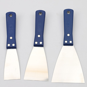 Stainless Steel Putty Knife Set 3pcs Blue Handle Paint Scraper Household Industrial Coating Tool - Product Image 1