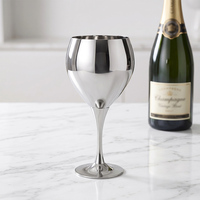 Copa de Vino de Acero Inoxidable de 330 ml (11 oz) con Tallo, Pulido Espejo, Tipo Burdeos, para Comunión, Restaurante y Catering, OEM