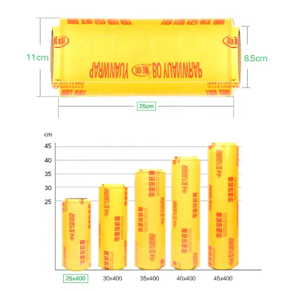 Factory wholesale price slide cutter strech best fresh food wrap transparent pvc cling film