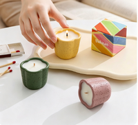 Lilin Aroma Keramik Bentuk Labu Berpinggiran Bergelombang, Tekstur Vulkanik Berpori, Lilin Aroma Kedelai Matte, Lilin Beraroma Terbaik