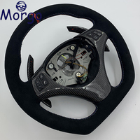 Volant Personnalisé en Alcantara et Fibre de Carbone pour BMW Série 3 E82 E90 E87 E91 E92 E93 avec Palettes de Changement de Vitesse