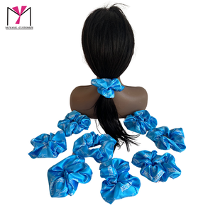 MUYANG Nouveauté : Chouchous Élastiques en Satin Colorés pour Femmes – Chouchous Bleus en Polyester/Coton - Product Image 1