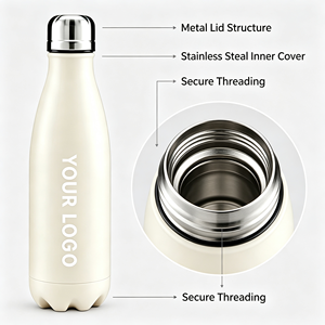 <span class=keywords><strong>Bouteille</strong></span> d'eau en acier inoxydable avec couvercle entièrement métallique sans plastique, isolée sous vide, conforme aux normes européennes, thermos 304, zéro contact plastique - Product Image 4