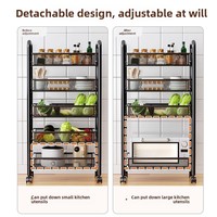 Chariot de rangement de cuisine en métal multifonctionnel multicouche personnalisé Panier à légumes sur pied Vaisselle de gros