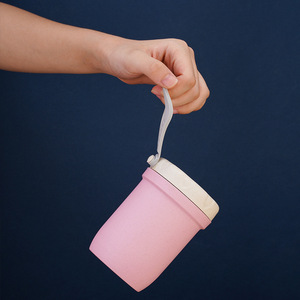 Tasse à soupe écologique en paille de blé, étanche, sans BPA, avec couvercle en forme de cœur, pot alimentaire portable pour étudiants, école, bureau - Product Image 3