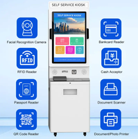 Kiosque de paiement par carte avec scanner de code QR, lecteur de carte d'identité et de passeport, kiosque en libre-service pour l'enregistrement, impression A4 pour hôtel, hôpital, aéroport