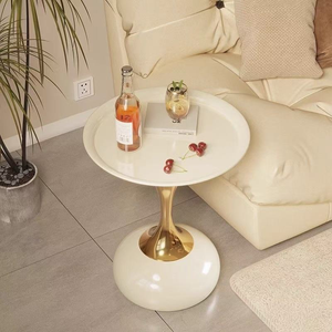 Modern <b>Round</b> <b>Side</b> <b>Table</b> Luxury Tray Top Accent <b>Table</b> Tulip Metal Base Corner Coffee <b>Table</b> for Living Room Salon Waiting Area - Product Image 5