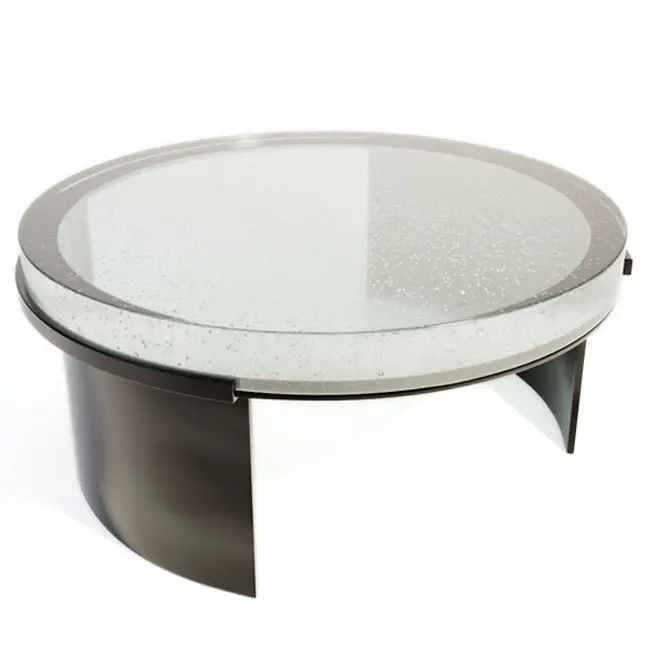 Tavolino da caffè rotondo con piano in vetro fuso dal design popolare in vendita