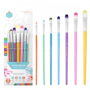 Nuevo estilo Keep Smiling 7PCs Cepillo <span class=keywords><strong>de</strong></span> nailon Mango <span class=keywords><strong>de</strong></span> cepillo <span class=keywords><strong>de</strong></span> madera Pincel <span class=keywords><strong>de</strong></span> artista sin ramificación para pintar - Product Image 6