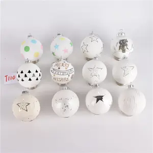 Custom Logo Matte White Christmas Bulb Customised Ornament Tree Decoration Promotional Glass Xmas Ball Pendant for Holiday