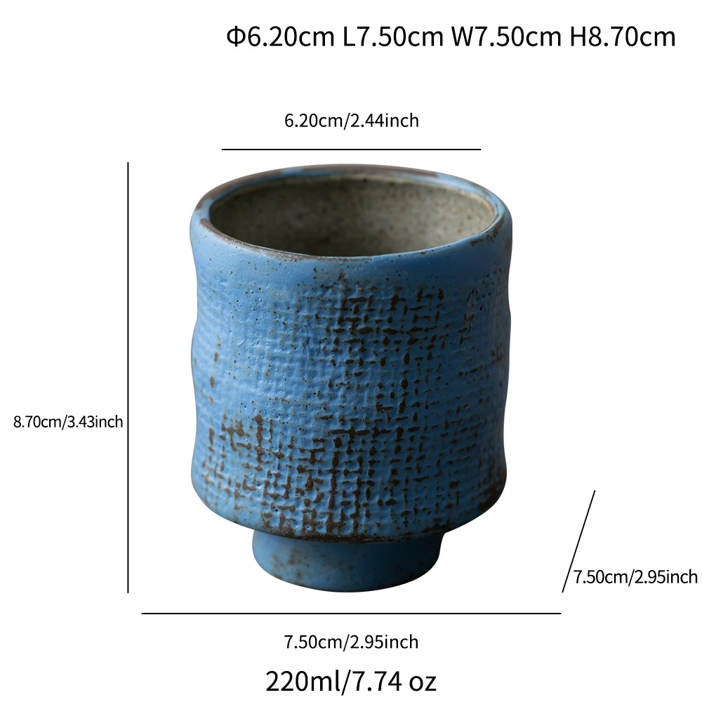 Tasse à thé en céramique brute Tw208, motif parc sauvage - bleu