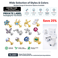 G23 ASTM-F136 Titanium Cubic Zircon Piercing Tragus Helix Conch Daith Lobe Flat Back Earrings Internal Thread Push Pin Labret