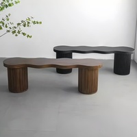 Banc en bois massif de style nordique rétro moderne, design ondulé noir, tabouret pour salon, bout de lit, entrée, repose-pieds pour changer de chaussures