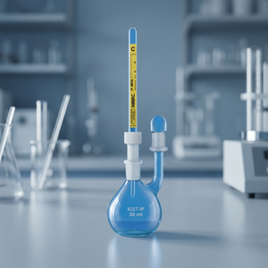 Pyknomètre en verre borosilicaté avec thermomètre intégré, flacon de laboratoire 10-100 ml, résistant aux produits chimiques, pour la mesure de la densité - Product Image 2
