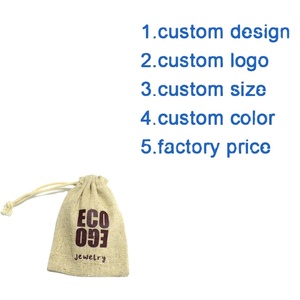 Custom Small Dust Eco Friendly Cotton Linen Drawstring Jewelry Pearl <b>Bag</b> Pouch with Logo - Product Image 4