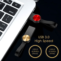 Flashdisk USB Logam dengan Tali Silikon 128GB Permukaan Cakram Warna-warni Logo Kustom Pendrive Portabel U Disk Promosi