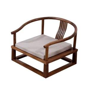 Silla Tatami de Madera Maciza de Olmo, Silla Individual para Sala de Té con Reposabrazos, Asiento de Ventanal de Estilo Chino Moderno - Product Image 5