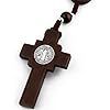 Pendentif chapelet en bois avec chaîne de perles, croix gravée, marron foncé, pour décoration de porte, voiture et maison, idéal comme cadeau - Product Image 4