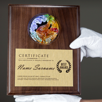 Noyer trophée blancs Souvenir d'affaires populaire avec plaques de récompense en bois de verre noir boîte artisanat en bois et panneaux muraux