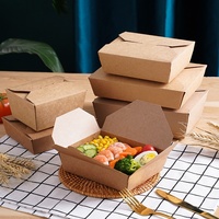 Boîte à emporter pour pâtes en papier kraft résistant à la graisse Trendz Wholesale, contenant alimentaire, emballage pour restauration rapide, boîte à lunch écologique en kraft
