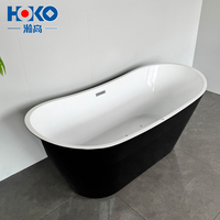 Baignoire autoportante en acrylique HOKO avec jets à bulles et lumière LED à changement de couleur, baignoire de relaxation pour adultes