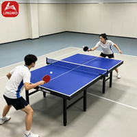 Table de tennis de table professionnelle MDF 9 pieds, pliable, avec filet et roulettes mobiles pour entraînement en intérieur