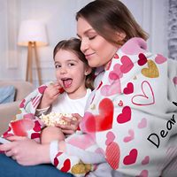 Couverture personnalisée en molleton de flanelle à motif de cœur «Je t'aime maman» 100% polyester couleur unie de fille/fils