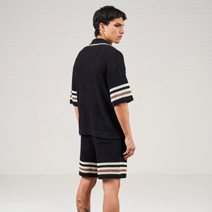 Maglietta Polo in Maglia da Uomo con Logo Personalizzato, Manica Corta, Traforata, <span class=keywords><strong>Cardigan</strong></span> Lavorato a Maglia, Camicia all'Uncinetto - Product Image 3