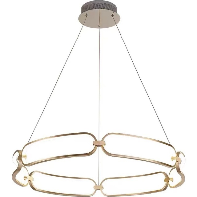 2025 Aluminum Adjustable Height LED 220V Hanging Type Living Room Restaurant Double-layer Circle Ring Chandelier