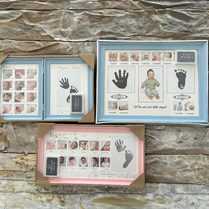 KT 친환경 플라스틱 UV 프린팅 접이식 모던 첫해 신생아 12개월 아기 손발자국 사진 액자 키트 - Product Image 2