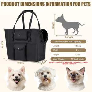 Tas dompet anjing portabel, tas Tote hewan peliharaan mewah dengan saku dan tali pengaman untuk anak anjing kucing kecil bernapas - Product Image 2