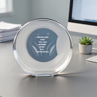 Plaque en cristal ronde superposée Neelpure 187649, logo personnalisé imprimé UV, personnalisable pour récompense d'entreprise
