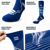 Chaussettes de compression personnalisées OEM de haute qualité avec logo, douces, à compression graduée, hauteur genou, pour la course, l'athlétisme, la randonnée, pour hommes