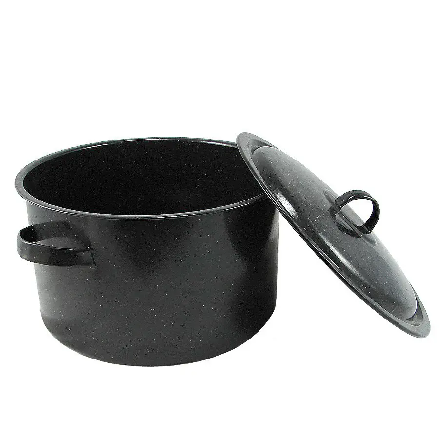 Sartén antiadherente para parrilla de olla, juego de cubeta para barbacoa, esmalte negro de alta calidad, 7.5QT