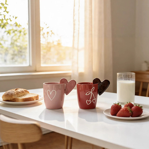 Taza de Agua de Cerámica con Asa de Corazón Romántica y Creativa, Taza de Agua Personalizada <span class=keywords><strong>para</strong></span> Parejas, Regalo <span class=keywords><strong>para</strong></span> el <span class=keywords><strong>Desayuno</strong></span>, <span class=keywords><strong>para</strong></span> el Día de <span class=keywords><strong>San</strong></span> <span class=keywords><strong>Valentín</strong></span> - Product Image 2