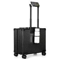 Valise cabine 18 pouces rouge moucheté personnalisée avec roulettes pivotantes et double verrouillage en fibre de carbone