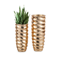 Vases à Fleurs Dorés 70/90cm Décoration d'Intérieur Luxe – Vases Pots de Fleurs en Fibre de Verre Vente Directe Usine – Grand Vase de Sol Luxueux Doré
