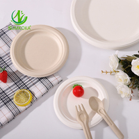 Assiettes jetables Sumkoka 100 % compostables, robustes, écologiques, biodégradables en bagasse de canne à sucre pour les fêtes