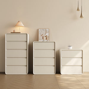Gabinete de almacenamiento de madera maciza minimalista crema sin instalación necesaria para sala de estar dormitorio organizador doméstico moderno - Product Image 1
