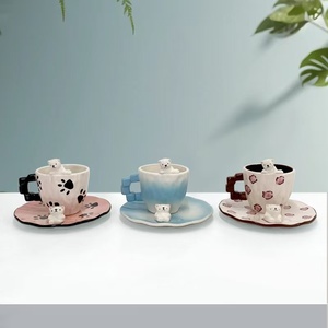 M personalizado y creativo dibujado a mano lindo 3D hecho a mano Oso <span class=keywords><strong>Polar</strong></span> taza de café y plato - Product Image 2