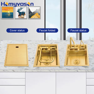 Fregadero pequeño Invisible de oro moderno 2023 Fregadero de cocina de oro oculto de esquina de acero inoxidable 304 - Product Image 4