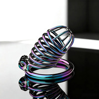 Cage de chasteté en métal colorée, étanche, de haute qualité, dispositif de retenue pour le pénis d'un homme, robuste et durable