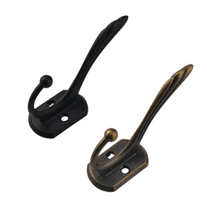 Double <b>Hook</b> Coat <b>Hook</b> <b>Wall</b> Mounted Bronze Black Cast Iron Rectangle Shape Bathroom Use Coat And Cap <b>Hook</b> - Product Image 5