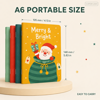 Maßgefertigtes A6 Weihnachts-Adressbuch-Set, Fadenheftung, Digital Bedruckt, 30 Blatt, Niedliches Weihnachtsmann-Feiertagsjournal, Personalisiertes Logo