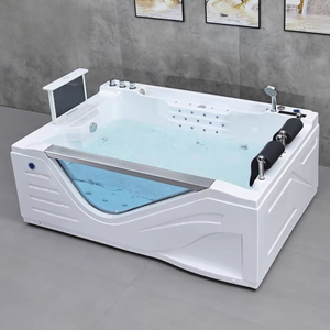 Baignoire à remous double pour deux personnes avec coin <span class=keywords><strong>marche</strong></span>, fabriquée en Chine - Product Image 1