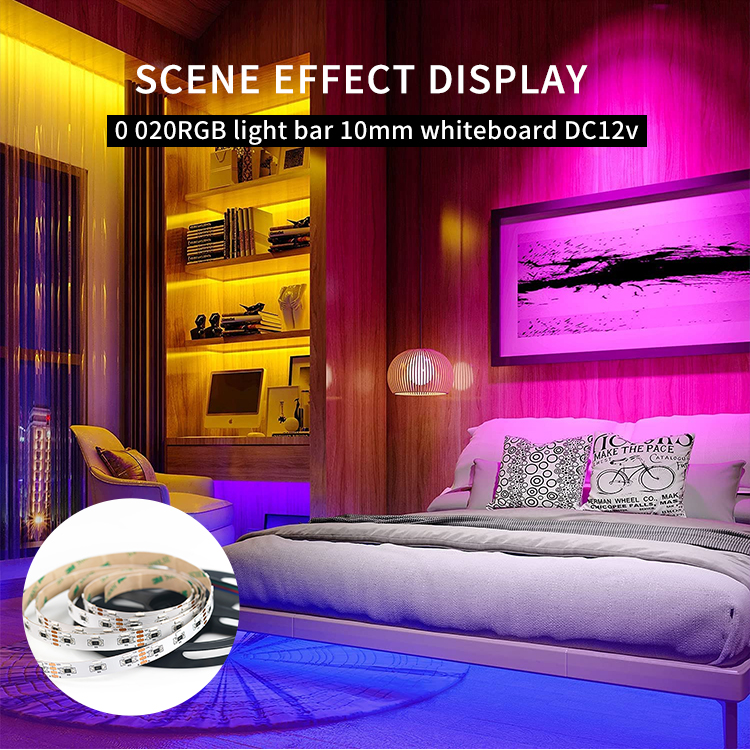 DC 12/24V 10MM wide 60LEDs side view LED strip light smd 020 LED strip RGB available