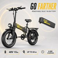 Vélo électrique pliable à pneus larges GT30 48V 15Ah pour adultes, 20 pouces, 45 km/h, haute vitesse, tout-terrain, déverrouillage NFC, double suspension, 500W