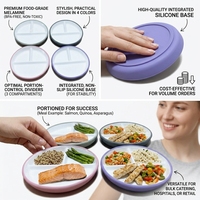 Assiettes en porcelaine antidérapantes pour enfants avec manchons en silicone, assiette à dîner en céramique divisée enveloppée de silicone avec ventouse pour tout-petits