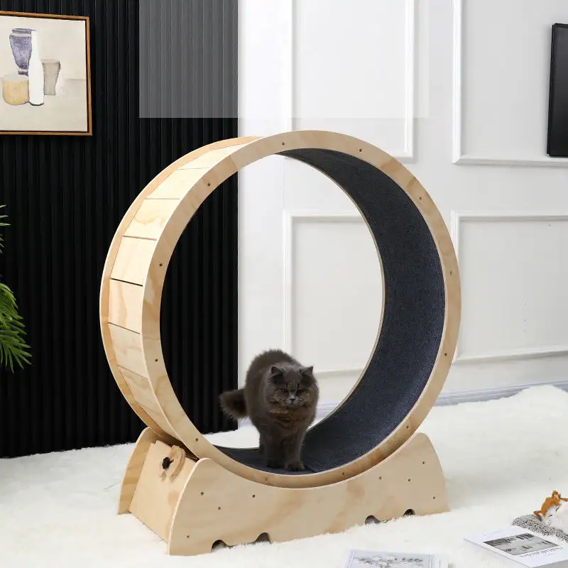 Pet items large size solid wood silent treadmill cat wheel cat running wheel exercise for wood board