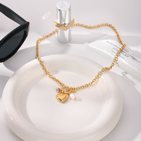 Collier KITI avec pendentif perle douce, plaqué or 18 carats PVD, en acier inoxydable, bijoux inaltérables pour cadeaux de Saint-Valentin